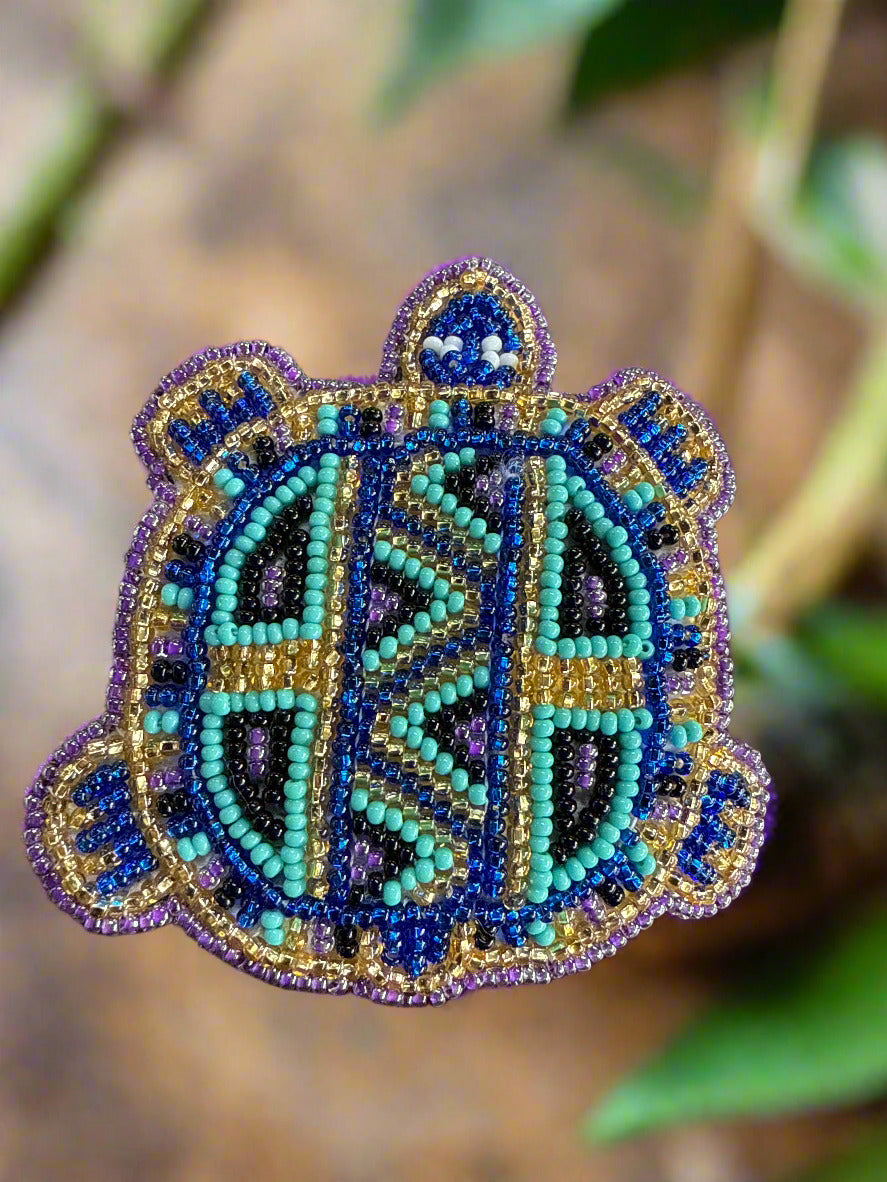 Seed Bead Turtle Barrette Hair Clip