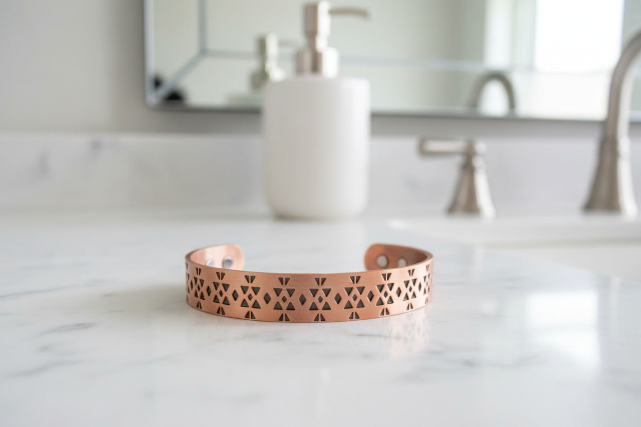 Copper Flexible Bracelet For Arthritis with Zircons