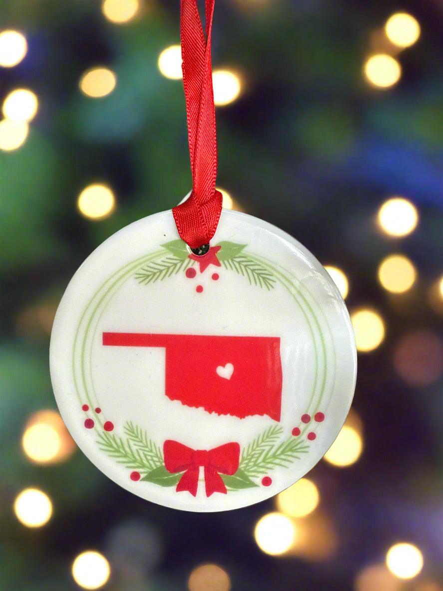 Porcelain Oklahoma Ornaments