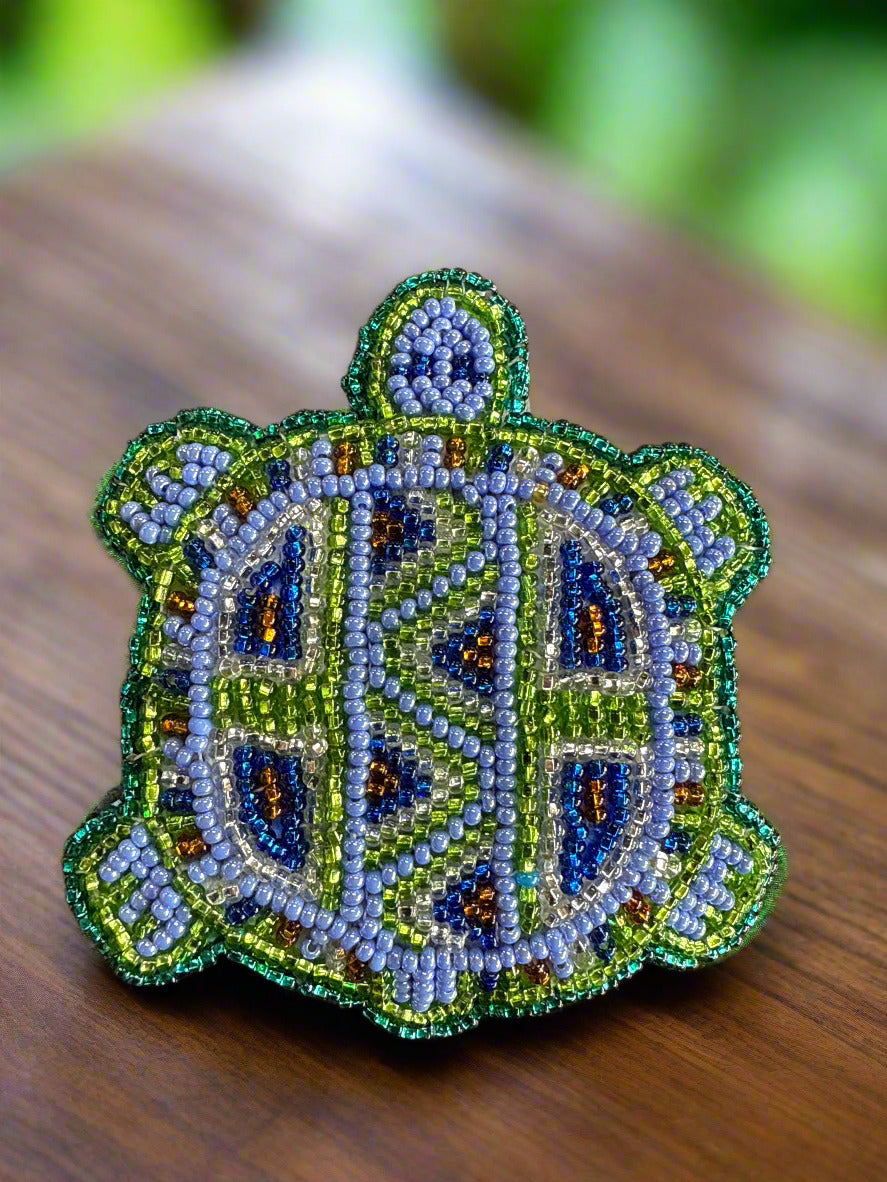 Seed Bead Turtle Barrette Hair Clip