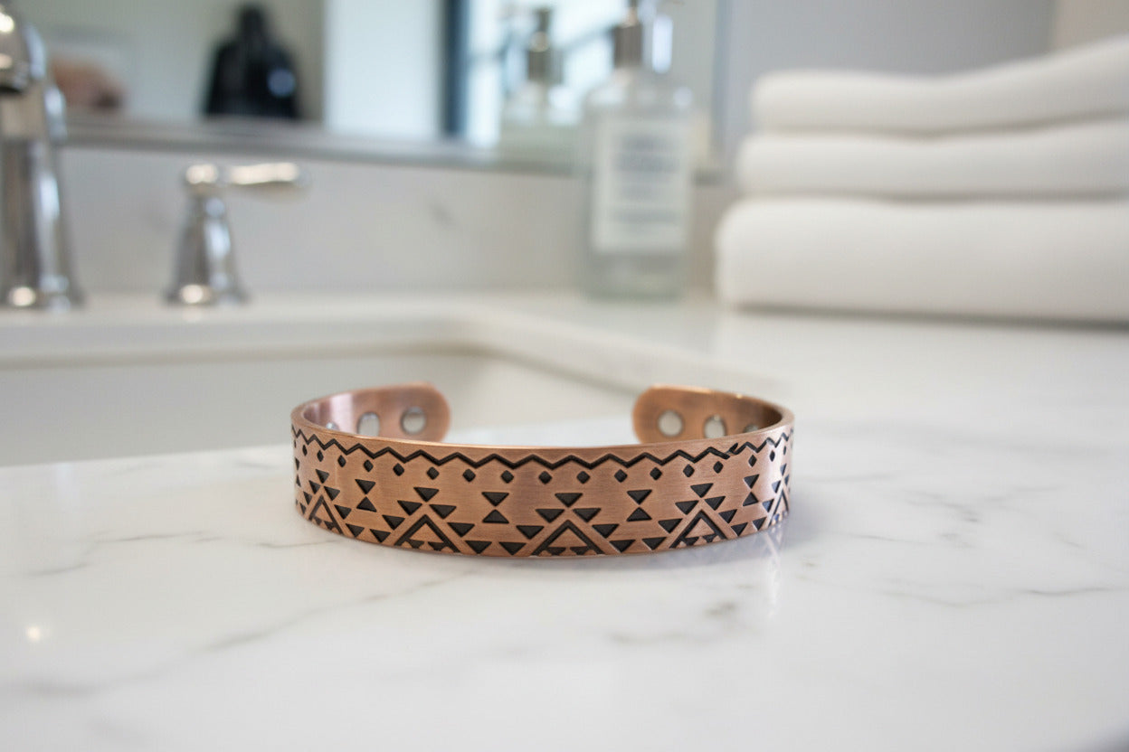 Copper Flexible Bracelet For Arthritis with Zircons