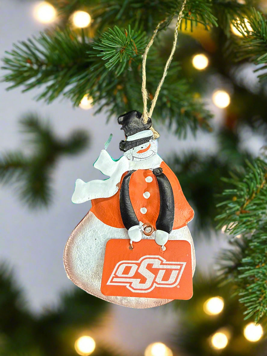 Oklahoma State University Snowman Ornament