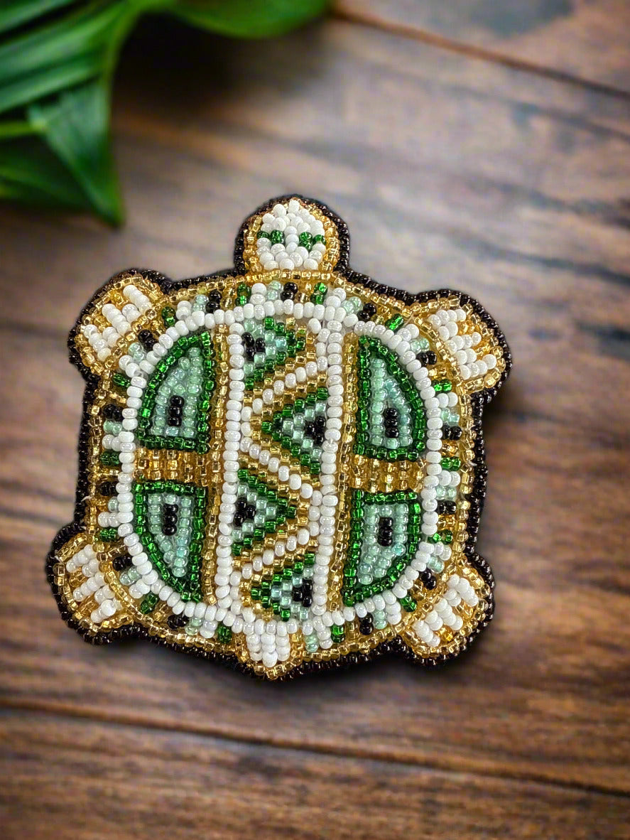 Seed Bead Turtle Barrette Hair Clip