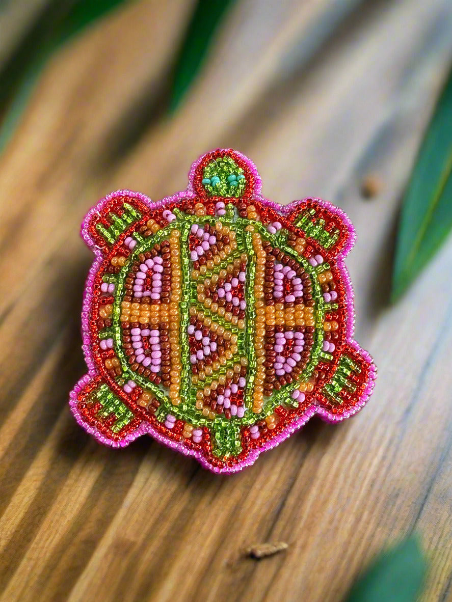 Seed Bead Turtle Barrette Hair Clip
