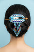 Native Oval Seed Bead Fringe Barrette Hair Stick