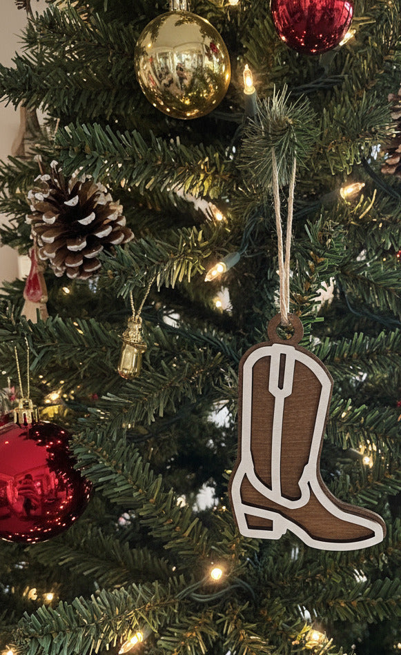 Wooden Layer Boot Ornament