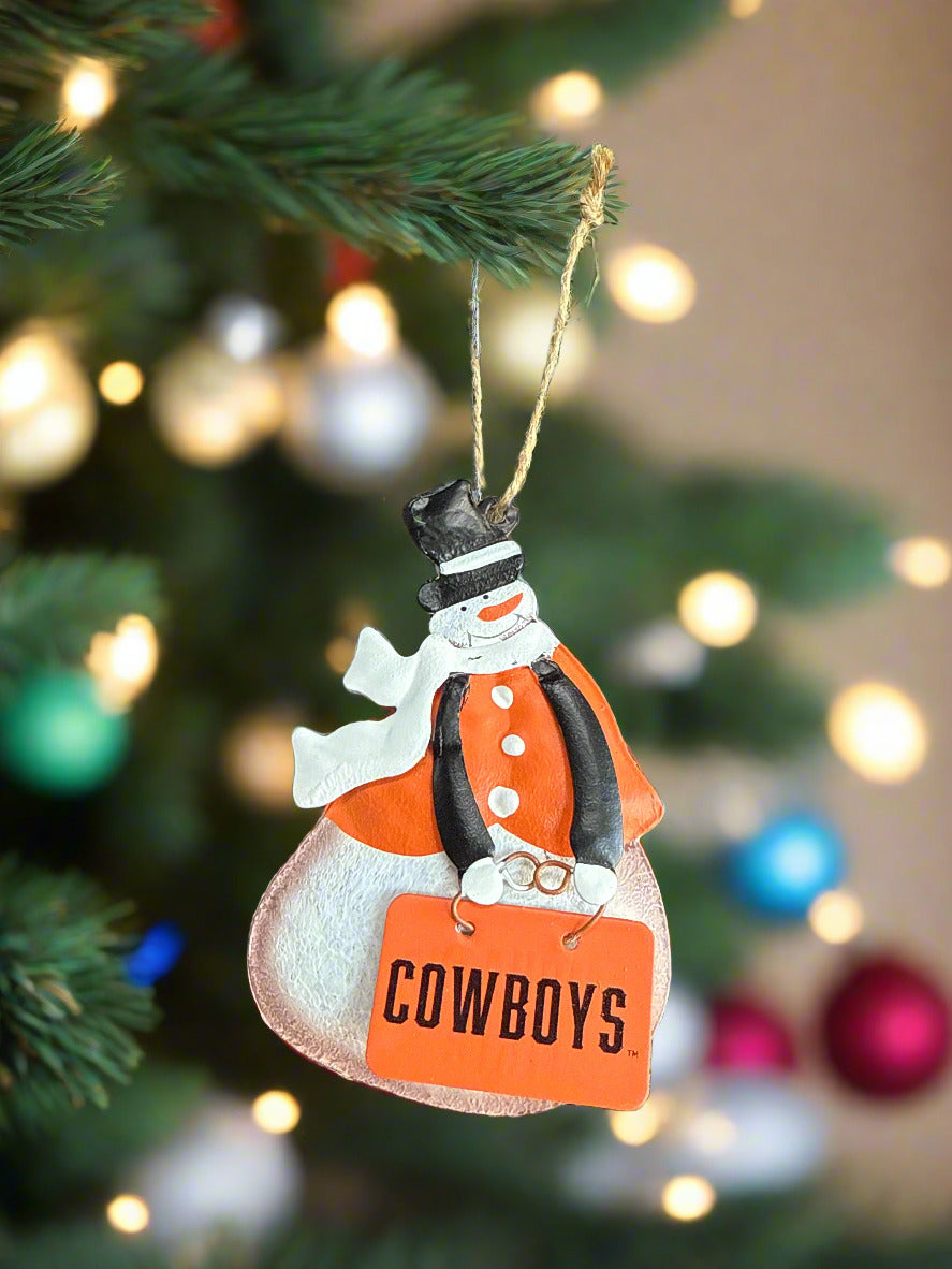 Oklahoma State University Snowman Ornament