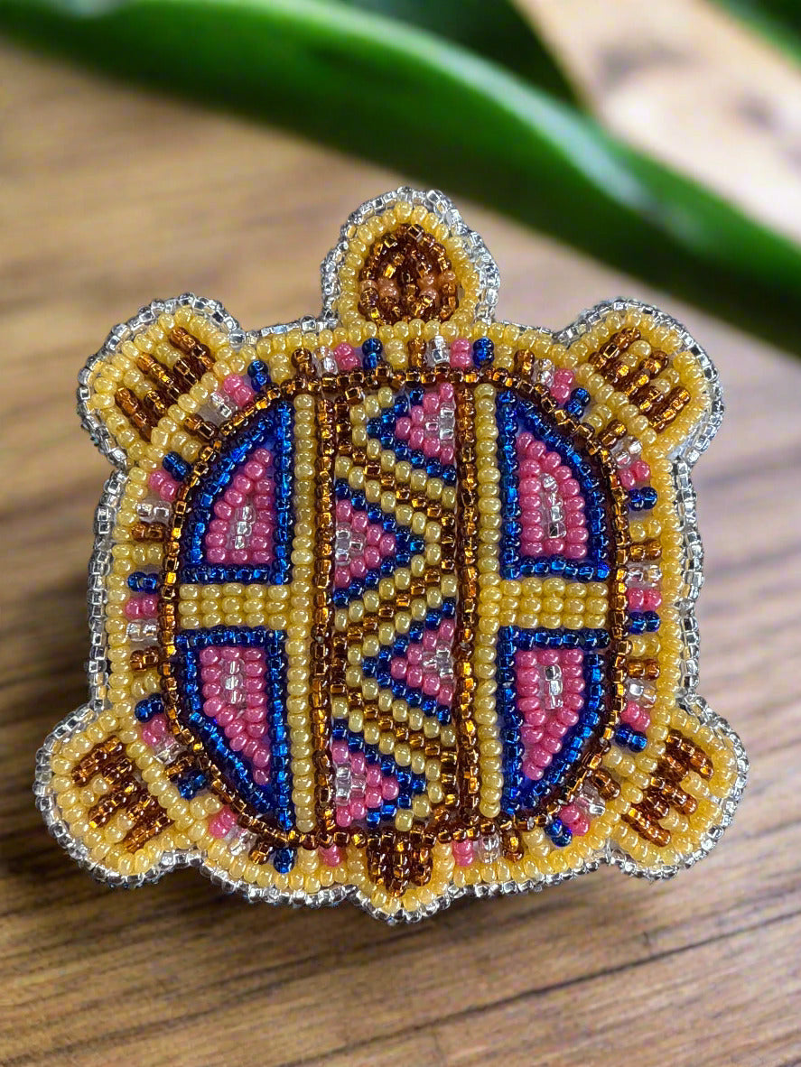 Seed Bead Turtle Barrette Hair Clip
