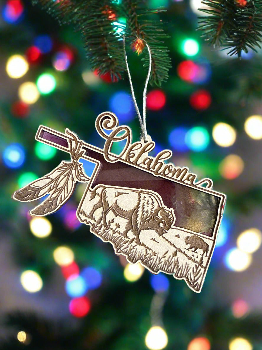 OK Bison Prairie Landscape Ornament
